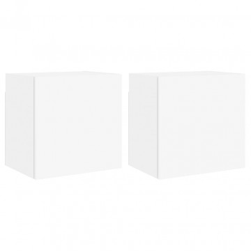 Comode TV de perete, 2 buc., alb, 40,5x30x40 cm, lemn prelucrat - Img 2