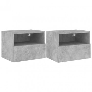 Comode TV de perete, 2 buc., gri beton, 40x30x30 cm, lemn - Img 2