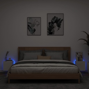 Comode TV de perete cu lumini LED, 2 buc., alb, 30,5x35x30 cm - Img 3