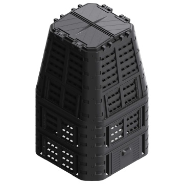 Compostor de grădină, negru, 93,3x93,3x146 cm, 1000 L - Img 2