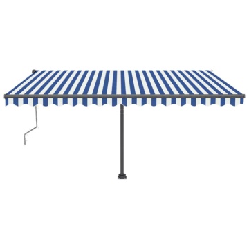 Copertină automată cu LED&senzor vânt, albastru&alb, 450x350 cm - Img 3