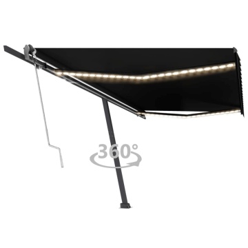 Copertină automată cu senzor vânt & LED, antracit, 500x300 cm - Img 1