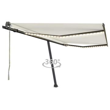 Copertină automată cu senzor vânt & LED, crem, 400x300 cm - Img 2