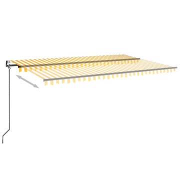 Copertină automată cu senzor vânt&LED, galben/alb, 500x300 cm - Img 3
