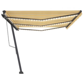 Copertină automată cu senzor vânt & LED, galben&alb, 600x300 cm - Img 4