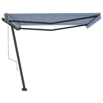 Copertină autonomă retractabilă automat albastru&alb 400x300 cm - Img 2