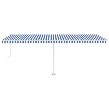 Copertină autonomă retractabilă automat albastru&alb 600x300 cm - Img 8