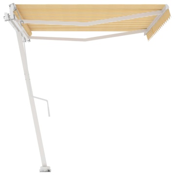 Copertină autonomă retractabilă automat galben&alb 400x350 cm - Img 8