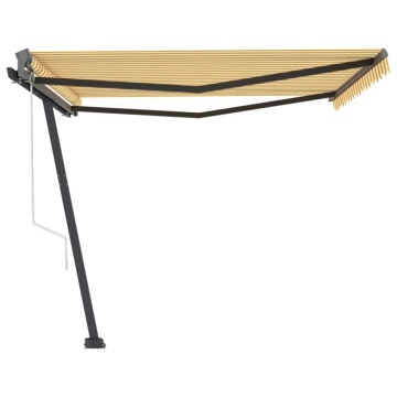 Copertină autonomă retractabilă automat galben&alb 450x300 cm - Img 2