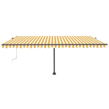 Copertină autonomă retractabilă automat galben&alb 500x300 cm - Img 4