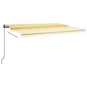 Copertină autonomă retractabilă automat galben&alb 500x300 cm - Img 5