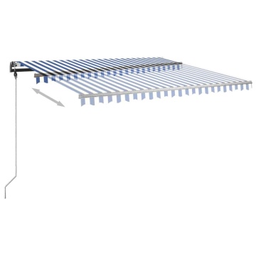 Copertină autonomă retractabilă manual albastru&alb 400x350 cm - Img 8