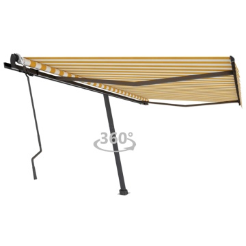 Copertină autonomă retractabilă manual, galben/alb, 400x300 cm - Img 1