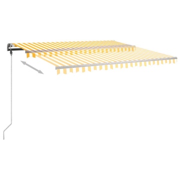 Copertină autonomă retractabilă manual, galben/alb, 400x300 cm - Img 5
