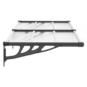 Copertină de ușă, negru și transparent 152,5x90 cm policarbonat - Img 4