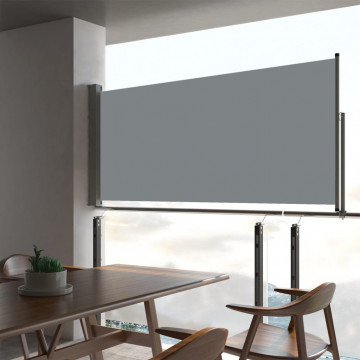 Copertină laterală retractabilă de terasă, gri, 60 x 300 cm - Img 1