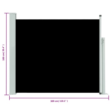 Copertină laterală retractabilă de terasă, negru, 100x300 cm - Img 7