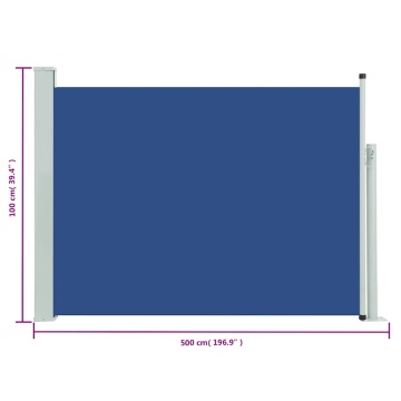 Copertină laterală retractabilă terasă, albastru, 100x500 cm - Img 7
