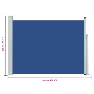 Copertină laterală retractabilă terasă, albastru, 120x500 cm - Img 7