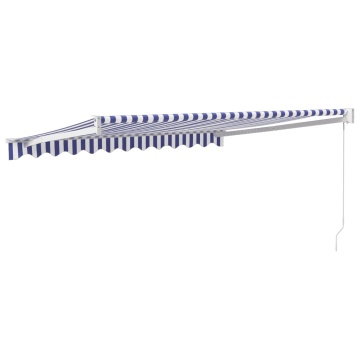 Copertină retractabilă albastru/alb, 3,5x2,5 m, textil/aluminiu - Img 8