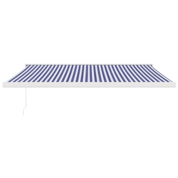 Copertină retractabilă albastru/alb, 4x3 m, textil/aluminiu - Img 3
