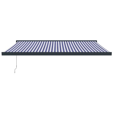 Copertină retractabilă albastru/alb, 4x3 m, textil/aluminiu - Img 3