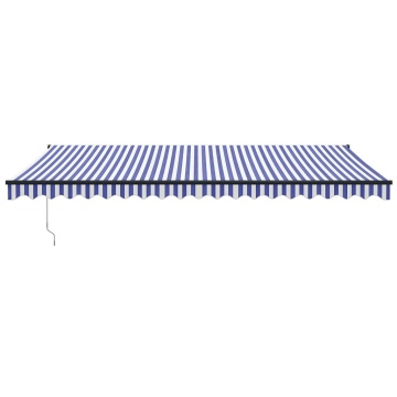 Copertină retractabilă albastru/alb, 5x3 m, textil/aluminiu - Img 3