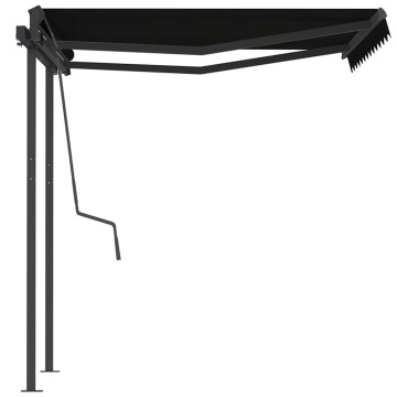 Copertină retractabilă automat cu stâlpi, antracit, 3,5x2,5 m - Img 5