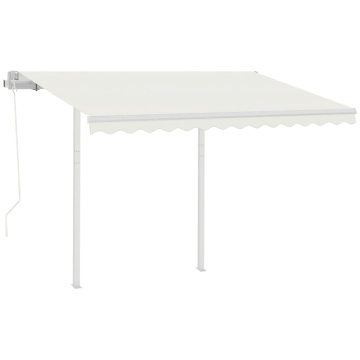 Copertină retractabilă automat cu stâlpi, crem, 3,5x2,5 m - Img 3