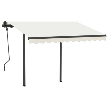 Copertină retractabilă automat cu stâlpi, crem, 3,5x2,5 m - Img 3