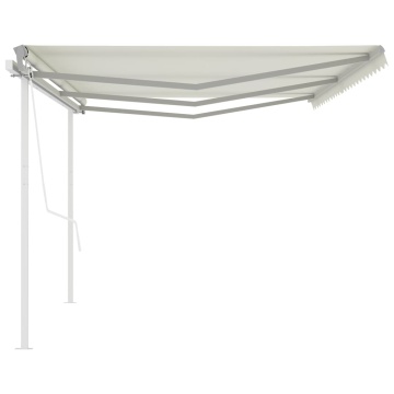 Copertină retractabilă automat, cu stâlpi, crem, 6x3 m - Img 8