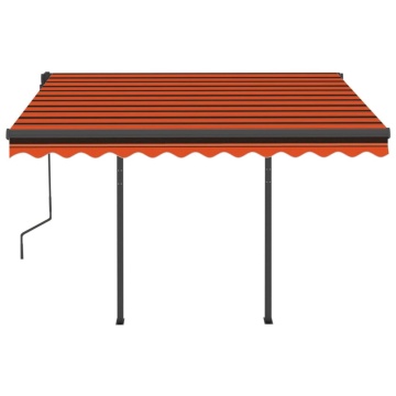 Copertină retractabilă automat, stâlpi, portocaliu&maro 3x2,5 m - Img 8