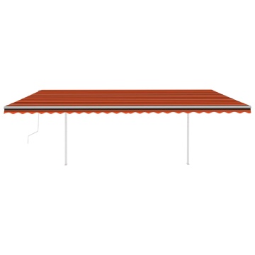 Copertină retractabilă automat, stâlpi, portocaliu&maro, 6x3 m - Img 4