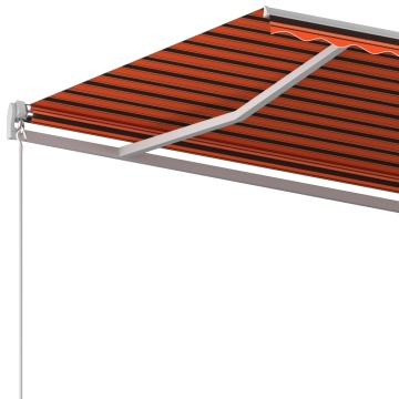 Copertină retractabilă automat, stâlpi, portocaliu&maro, 6x3 m - Img 5