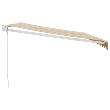 Copertină retractabilă galben și alb, 4x3 m, textil și aluminiu - Img 4