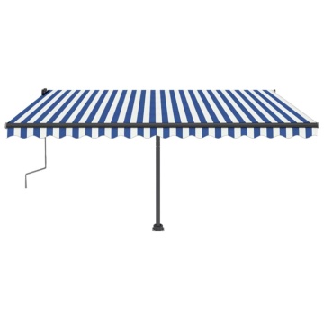 Copertină retractabilă manual cu LED, albastru/alb, 400x350 cm - Img 4