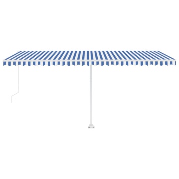 Copertină retractabilă manual cu LED, albastru & alb 500x300 cm - Img 8