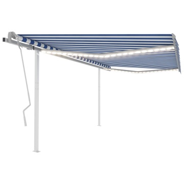 Copertină retractabilă manual, cu LED, albastru și alb, 4x3 m - Img 1