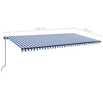 Copertină retractabilă manual cu LED albastru și alb 600x300 cm - Img 6
