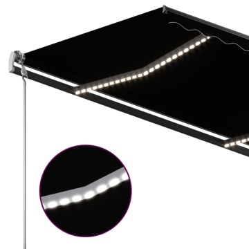 Copertină retractabilă manual cu LED, antracit, 3,5x2,5 m - Img 6