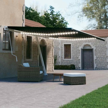 Copertină retractabilă manual cu LED, antracit, 600x300 cm - Img 1