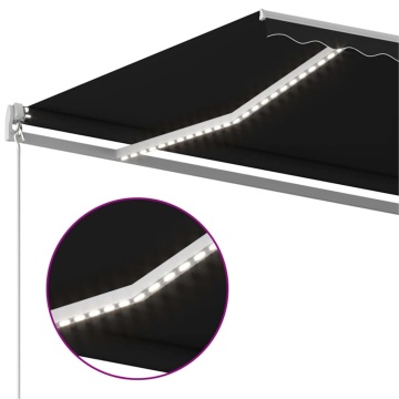 Copertină retractabilă manual cu LED, antracit, 600x300 cm - Img 7