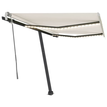 Copertină retractabilă manual cu LED, crem, 350x250 cm - Img 2