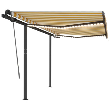 Copertină retractabilă manual cu LED, galben&alb, 3x2,5 m - Img 2
