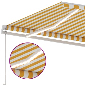 Copertină retractabilă manual cu LED, galben și alb, 300x250 cm - Img 5
