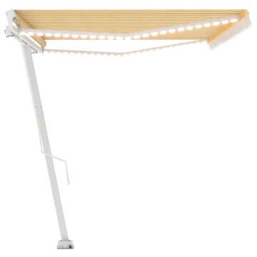 Copertină retractabilă manual cu LED, galben și alb, 500x300 cm - Img 5