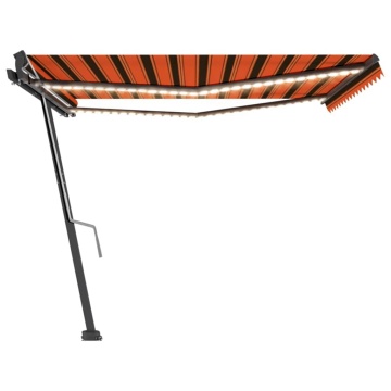 Copertină retractabilă manual cu LED portocaliu&maro 400x300 cm - Img 2