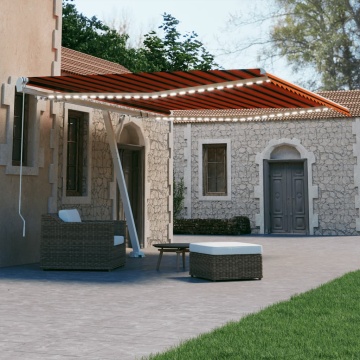 Copertină retractabilă manual cu LED portocaliu&maro 400x300 cm - Img 1