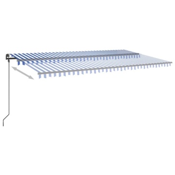 Copertină retractabilă manual cu stâlpi, albastru & alb, 6x3 m - Img 3