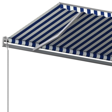 Copertină retractabilă manual cu stâlpi, albastru & alb, 6x3 m - Img 5